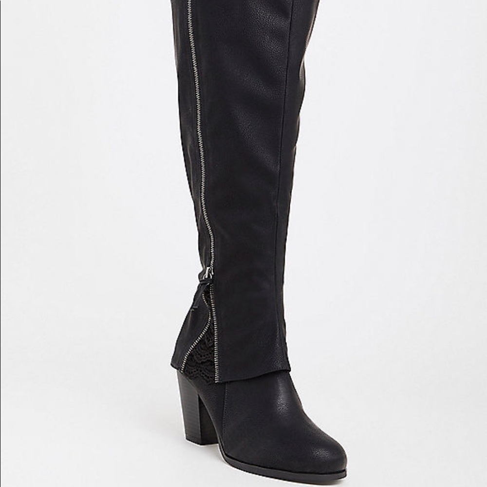 Torrid size 12 wide calf black crochet peek boots